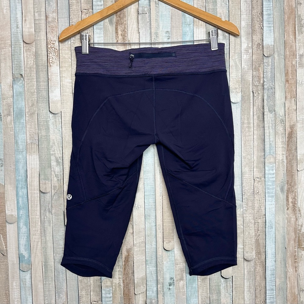 Lululemon 8 Run Excel Crop Leggings Tight‎ Capri Athletic Deep Indigo Luxtreme